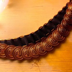 Gold tone vintage coin stretch chain belt with hook closure